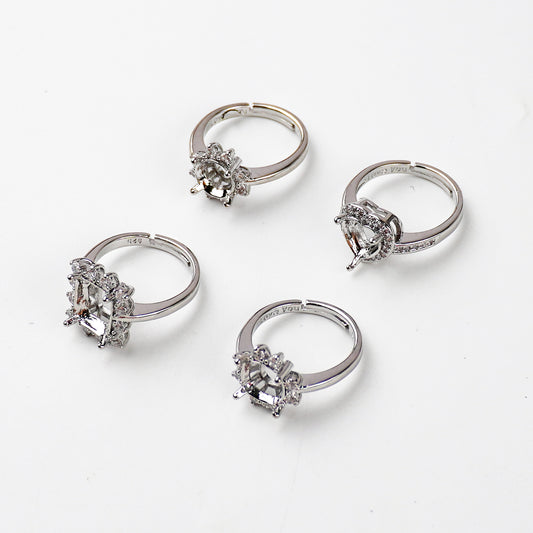 Silver ring zircon diamond holder